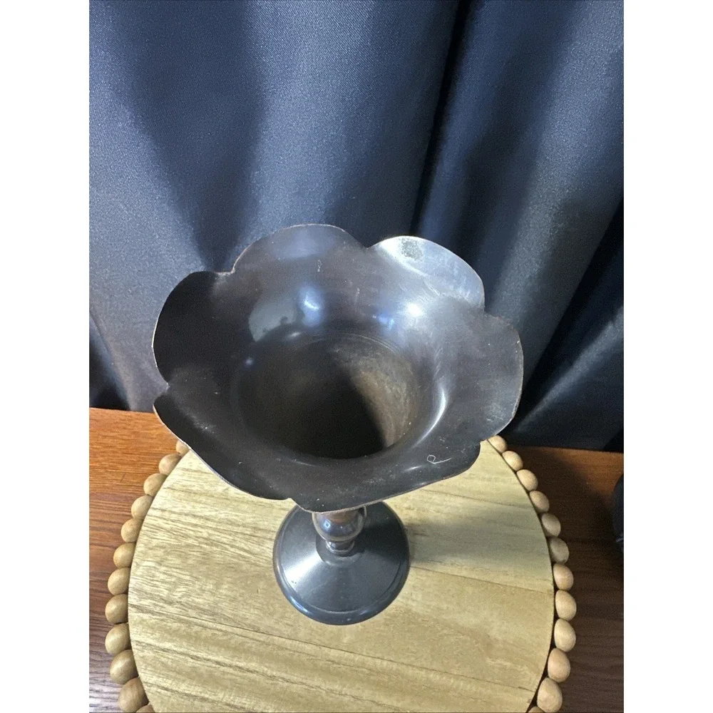 Old Vintage Copper And Brass Candle Holder 9